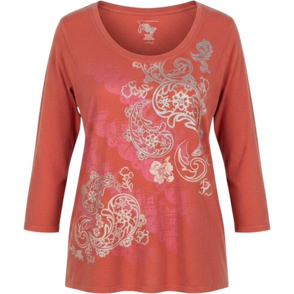 Just My‎ Size JMS Womens 3X Orange Red Paisley Graphic Scoop Neck Top T-Shirt